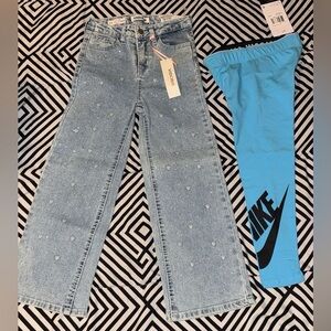 BNWT Girls studded jeans and Nike tight